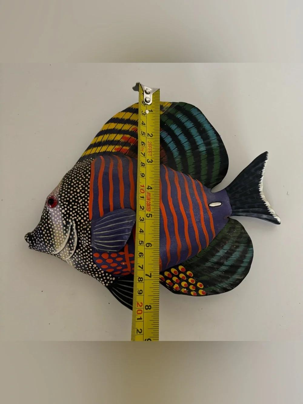 Colorful Hand-Painted Tropical Fish Wall Decor - Orange, Blue & Green